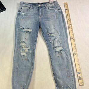 Judy Blue Light Blue Distressed Ankle Jeans